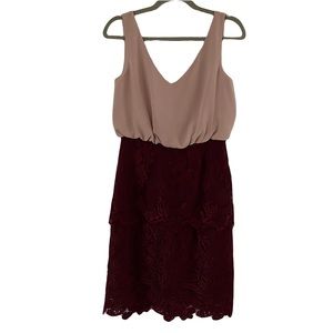 Reiss Chiffon Lace Tiered Formal Feminine Knee Length Mini Dress Size 4 NEW‎